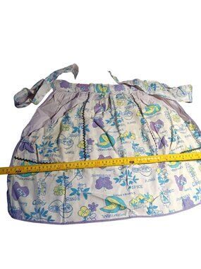 Womens Vintage Kitchen Apron 1950s 1/2 Lilac/Purple Trim Butterfly Fruits Candy